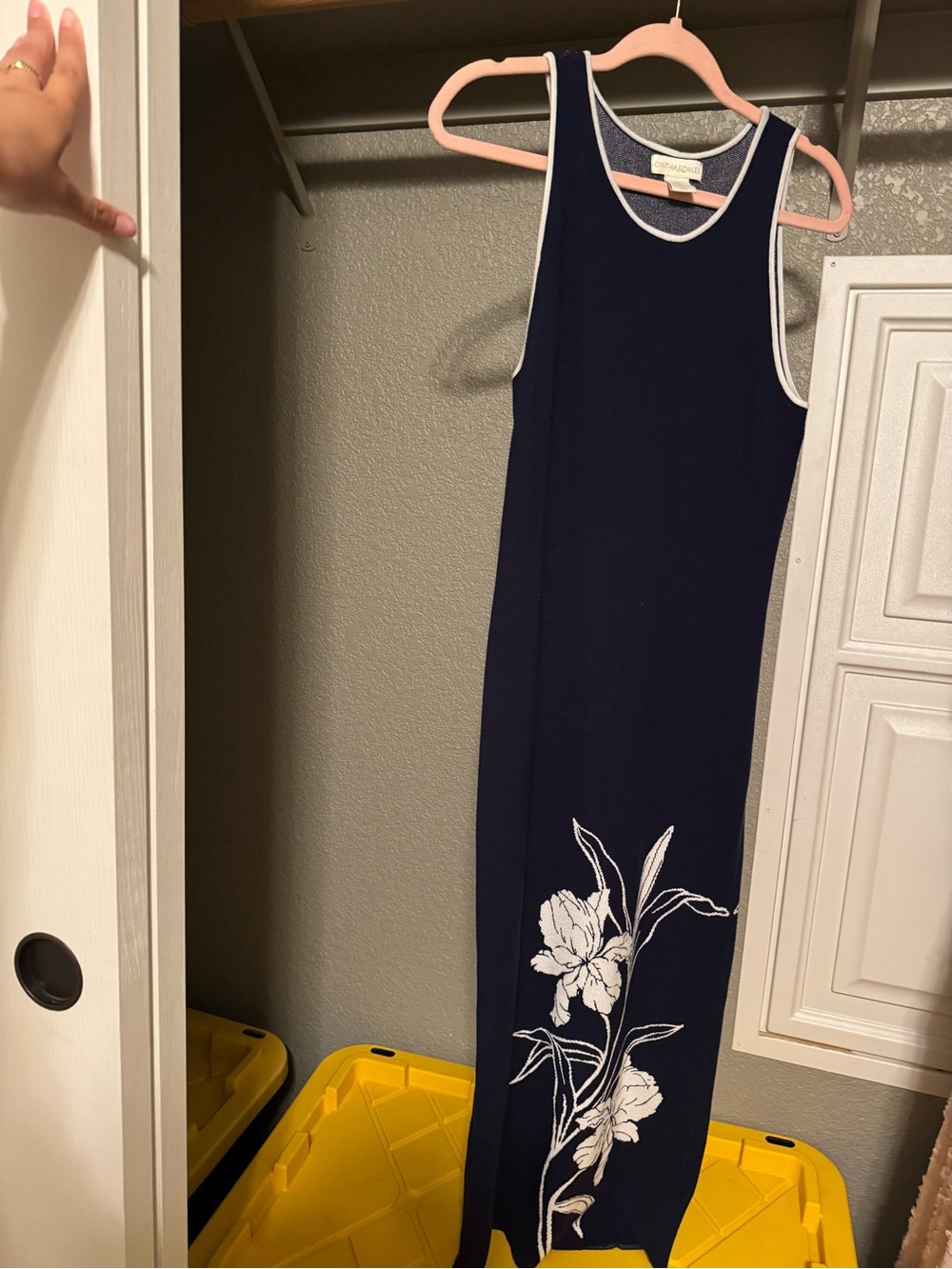 Cynthia Rowley Navy Maxi Dress with White Floral Detail